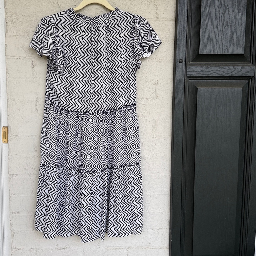 By Anthropologie Penrose Black/White Tiered Boho Mini Dress Size XS - Picture 7 of 11